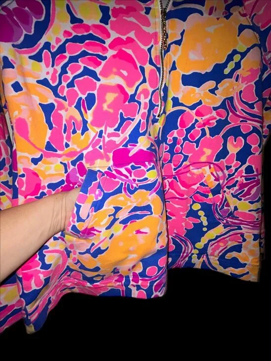Lilly Pulitzer Half zip Pullover Kangaroo pocket Cotton Spandex - Picture 3 of 5